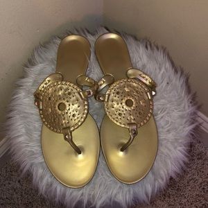 Gold jelly sandals